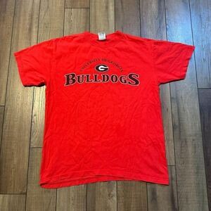 Vintage‎ Georgia Bulldogs Red Double Sided Graphic Tee size Large